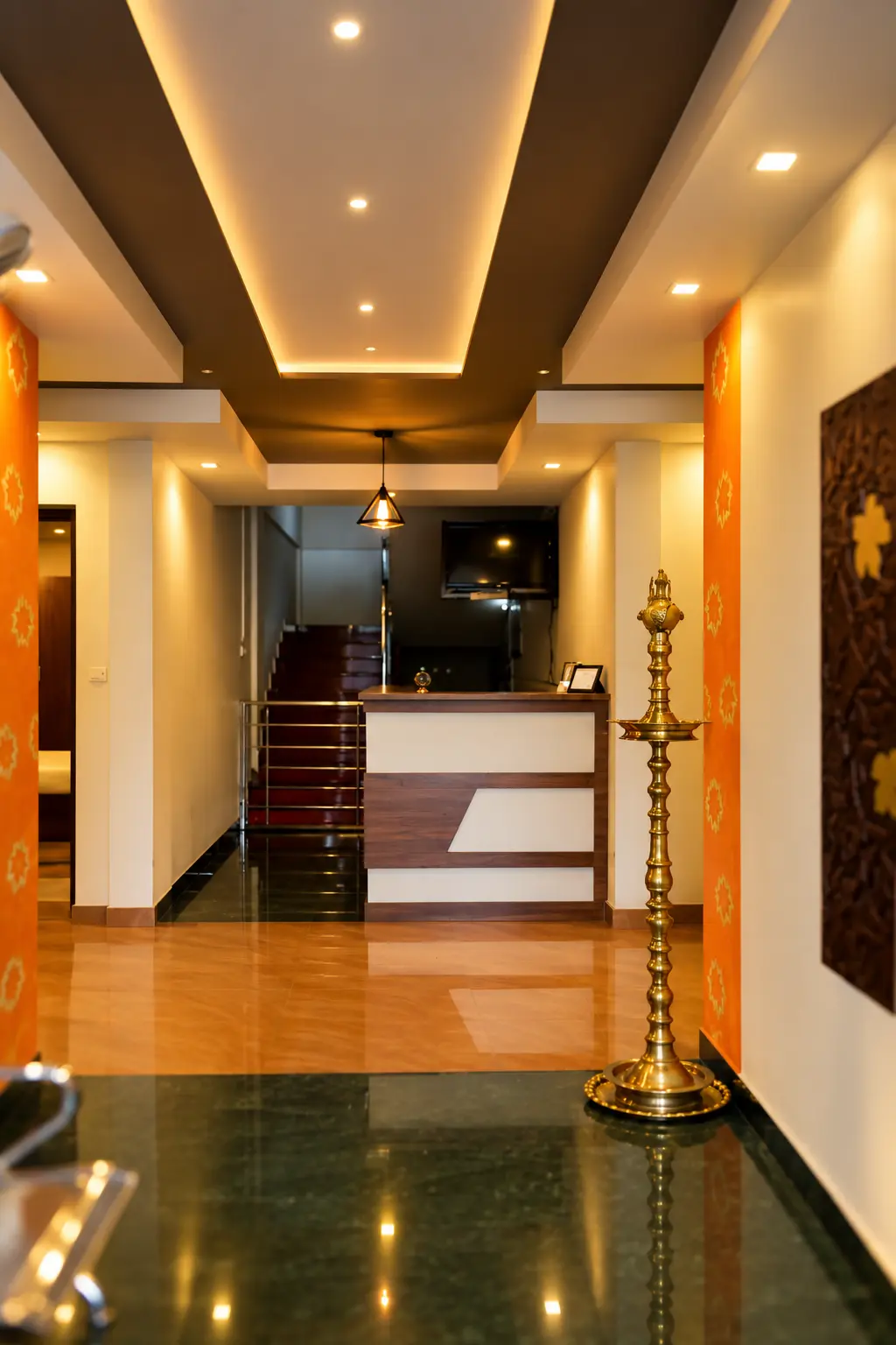 Resort reception and hallway
